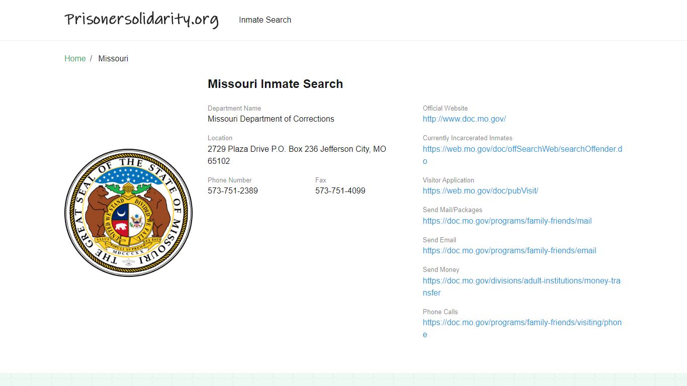 Missouri Inmate Search – Missouri Department of ...